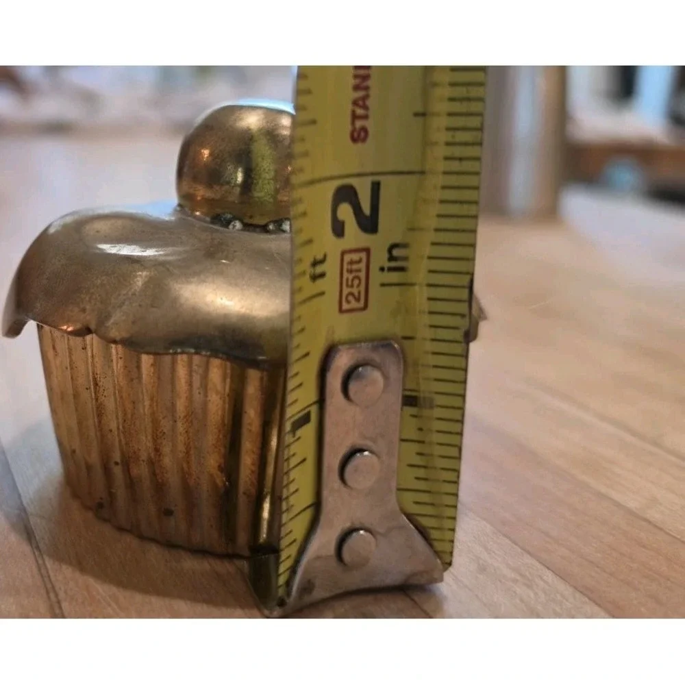 VTG Brass Cupcake Shape Lidded Trinket Dish‎ Cottagecore Grannycore Maximalist